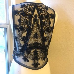 Black bead embellished Bohemian Vest